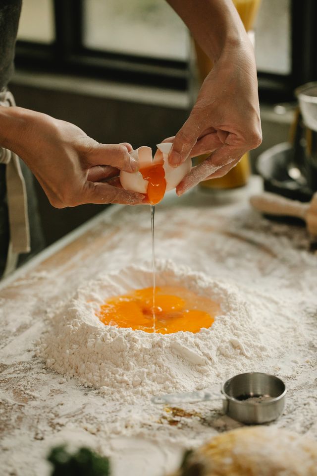 Mix Flour Salt and Eggs