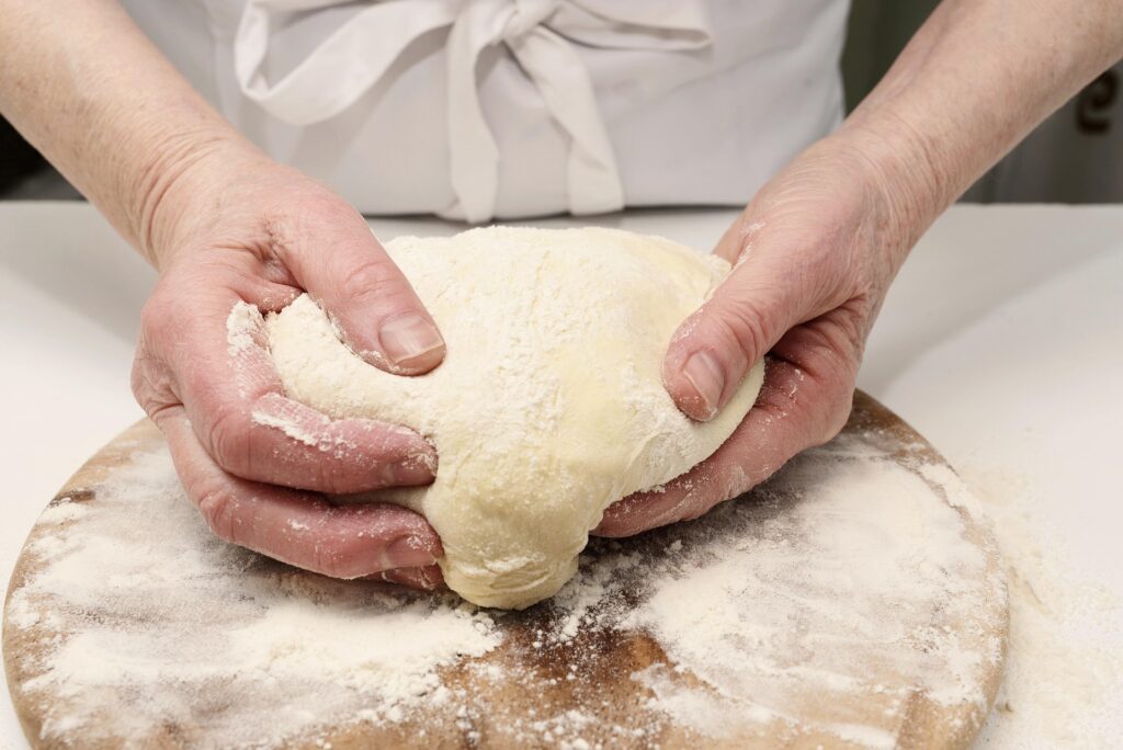 kneading the ingredient mixture
